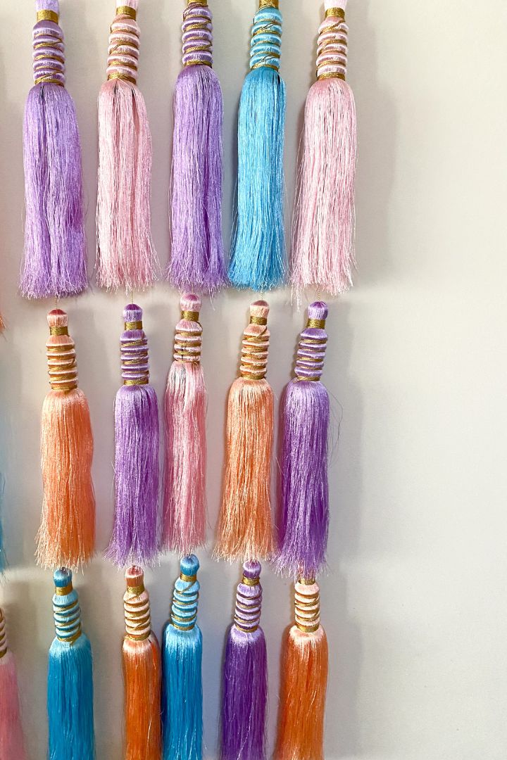 Pack of 20, 30, 40, 50- Big Pastel Multicolor Silk Tassel Garlands 6 ft long