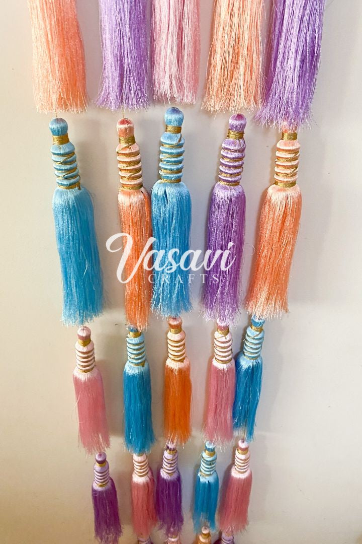 Pack of 20, 30, 40, 50- Big Pastel Multicolor Silk Tassel Garlands 6 ft long