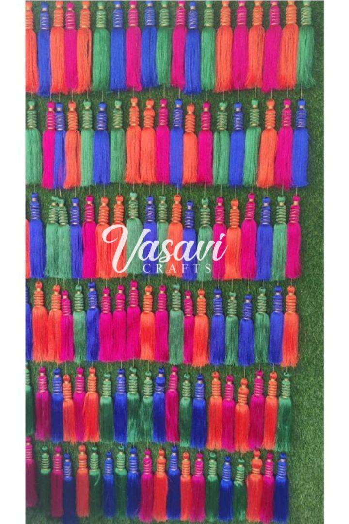 Pack of 10- Big Multicolor Silk Tassel Garlands 6 ft long