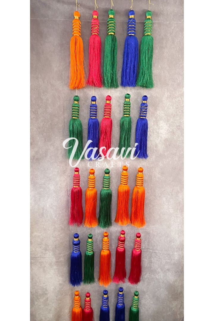 Pack of 10- Big Multicolor Silk Tassel Garlands 6 ft long