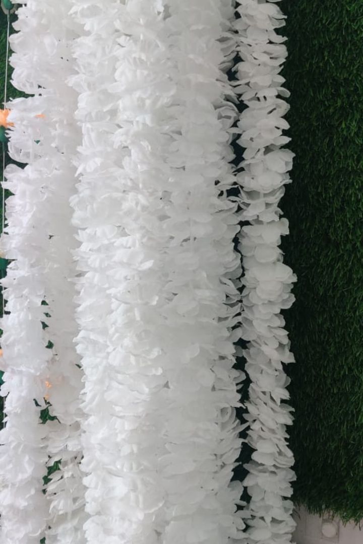 Pack of 20, 30, 40, 50, 70 , 100 White Flower Garlands for Wedding, Nikah Purdah