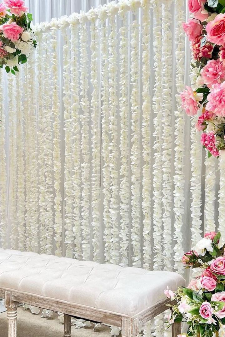 Pack of 20, 30, 40, 50, 70 , 100 White Flower Garlands for Wedding, Nikah Purdah