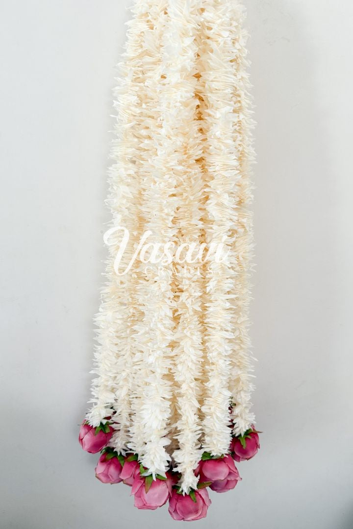 Pack of 10 Jasmine Flower Garland with Blush Pink Rose