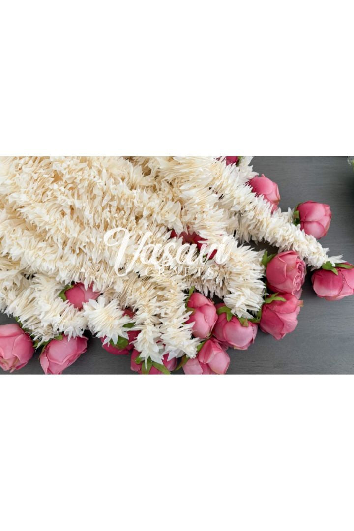 Pack of 10 Jasmine Flower Garland with Blush Pink Rose
