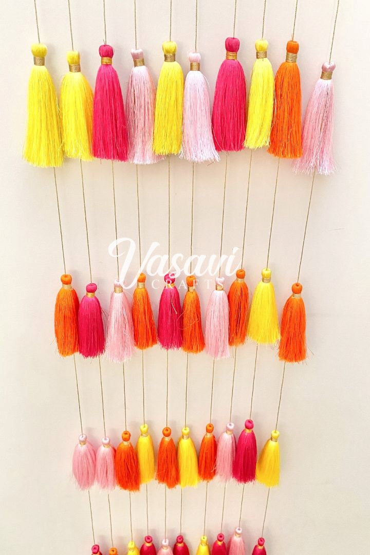 Pack of 20, 30, 40, 50- Bright Multicolor Silk Tassel Garlands 6 ft long