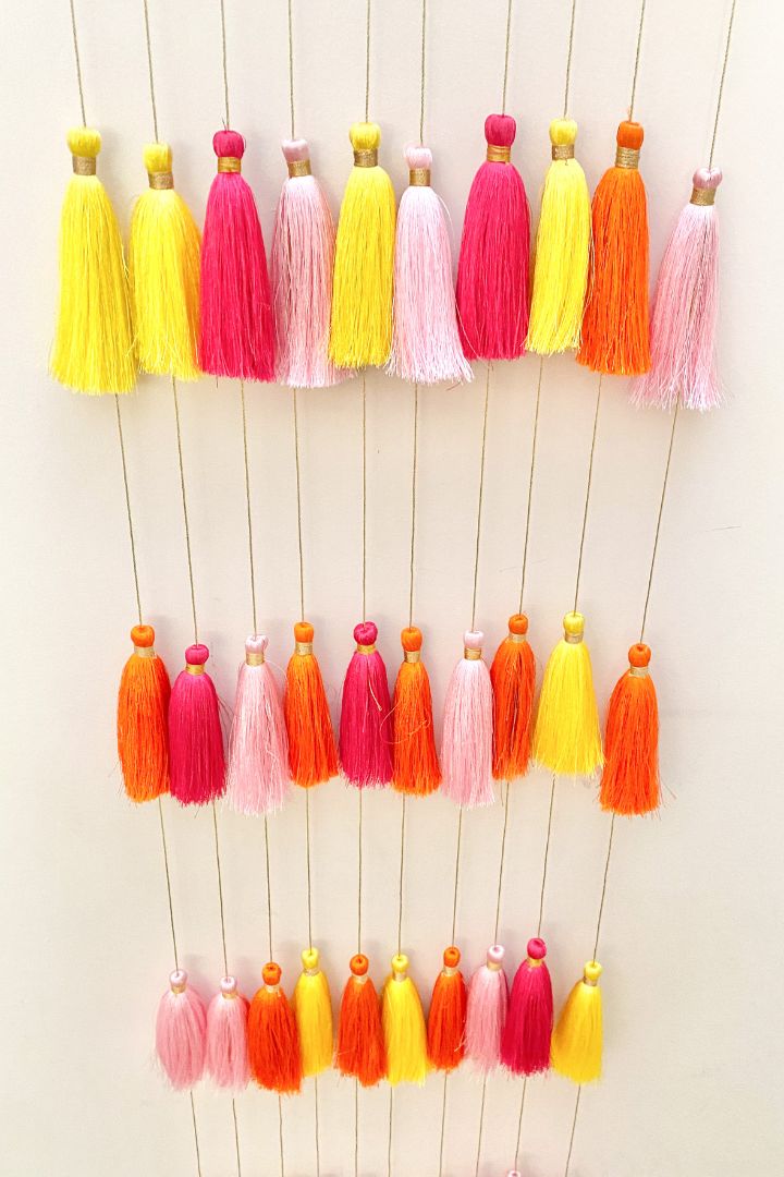 Pack of 20, 30, 40, 50- Bright Multicolor Silk Tassel Garlands 6 ft long