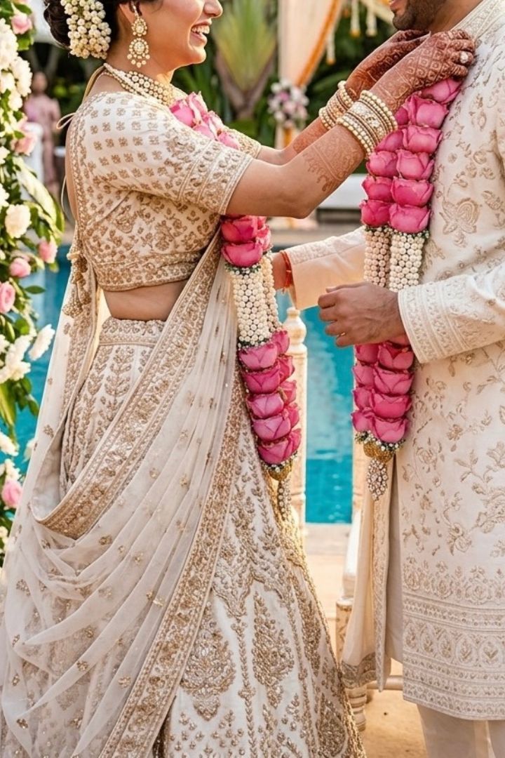 Pink Rose and Mogra Flower Wedding Varmala