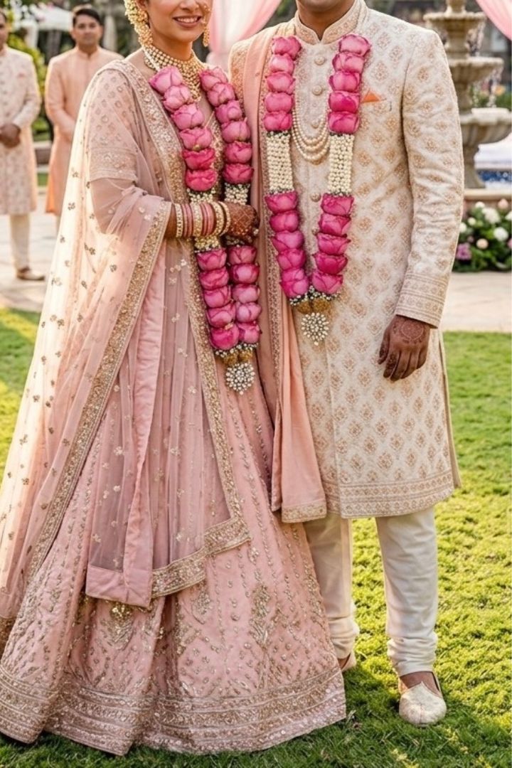 Pink Rose and Mogra Flower Wedding Varmala