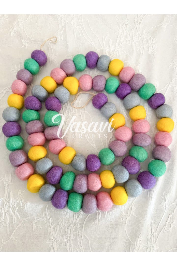 Easter Felt Ball Garlands for Easter Spring Decorations 6 ft long