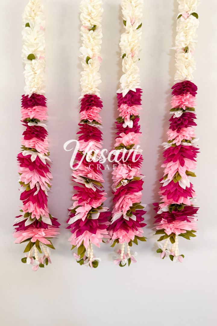 Pack of 20 Multicolor Fabric Flower Garlands 2 ft long