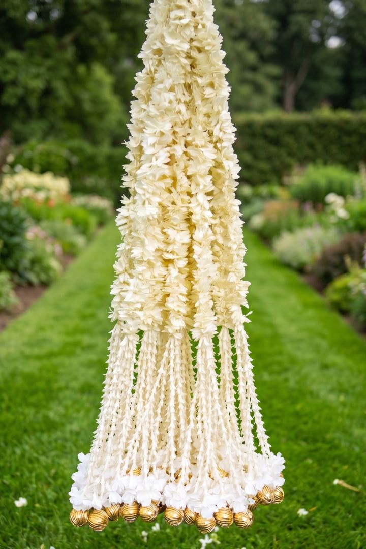 Pack of 30,40, 60, 80, 100, 200 Jasmine flower garlands with gota ball bunch-2.5 ft long