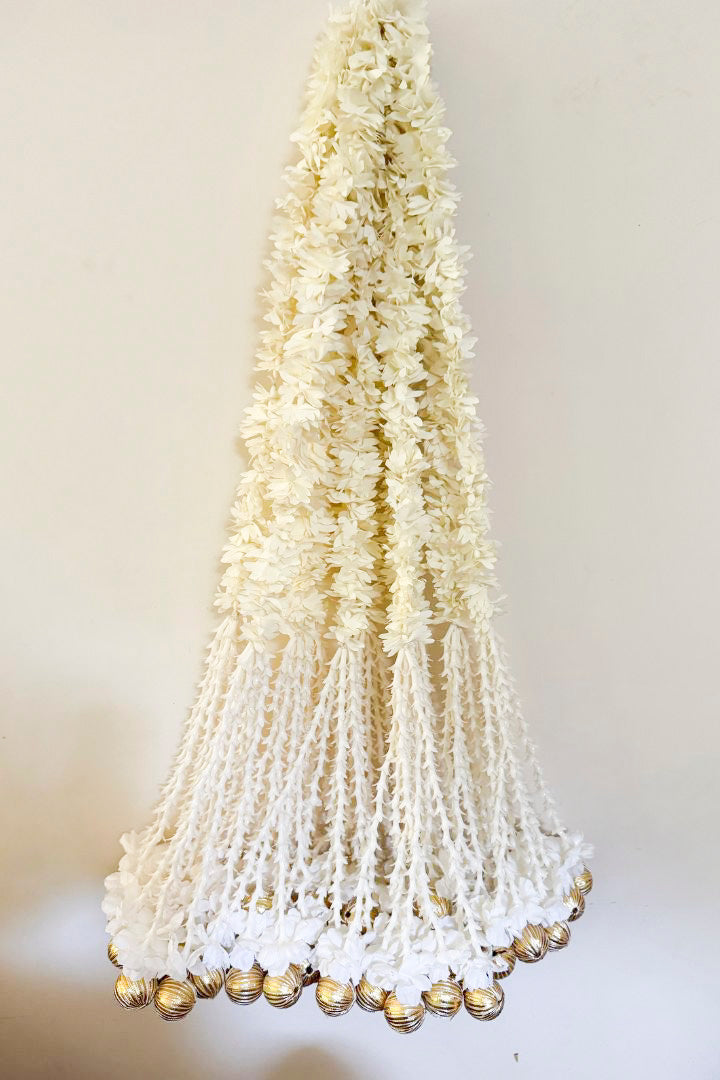 Pack of 30,40, 60, 80, 100, 200 Jasmine flower garlands with gota ball bunch-2.5 ft long