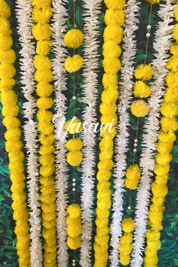 Pack of 30, 40, 50, 80, 100 Ivory Jasmine/Gajra Flower Garlands 8 ft long