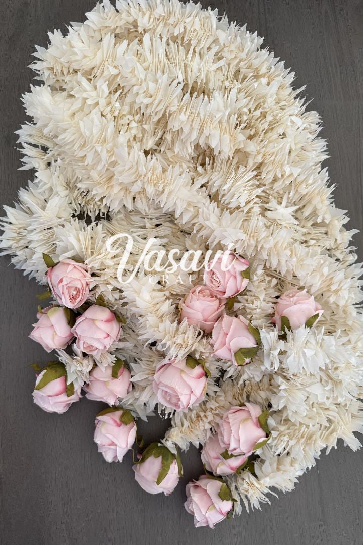 Pack of 30, 40, 60, 80, 100 Jasmine/Gajra Flower Garlands with roses