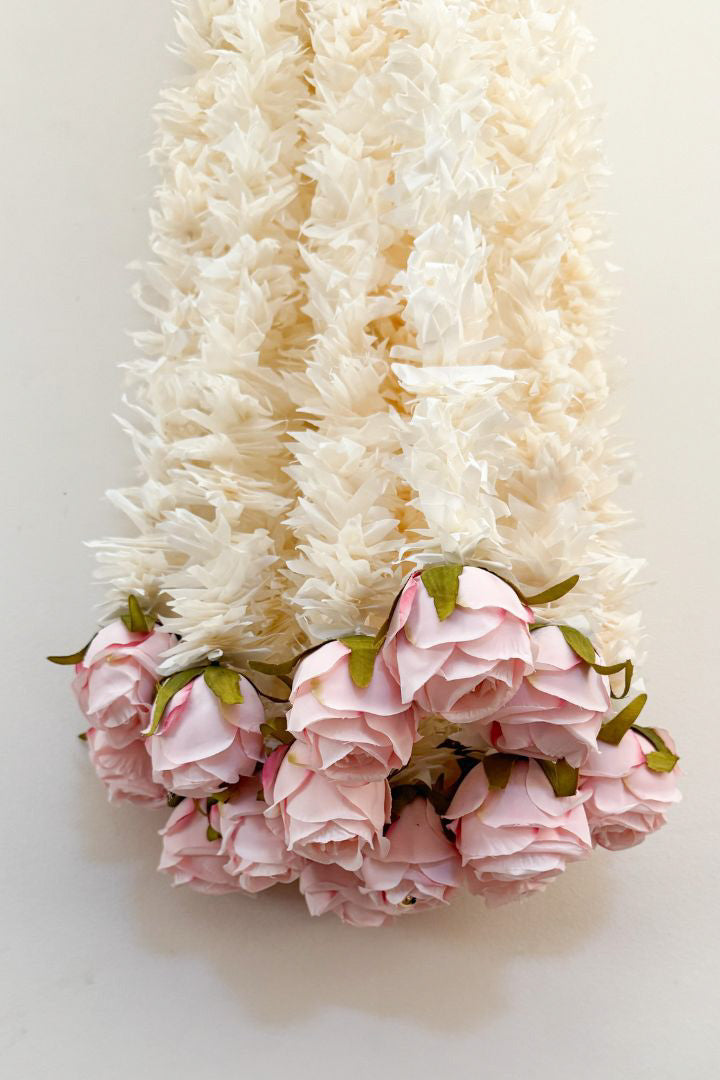 Pack of 30, 40, 60, 80, 100 Jasmine/Gajra Flower Garlands with roses