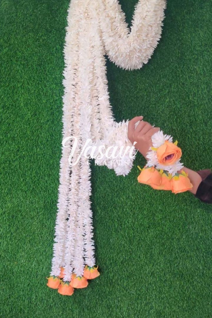 Pack of 30,40,50,60,80,100 Gajra/Jasmine Flower Garland with Rose