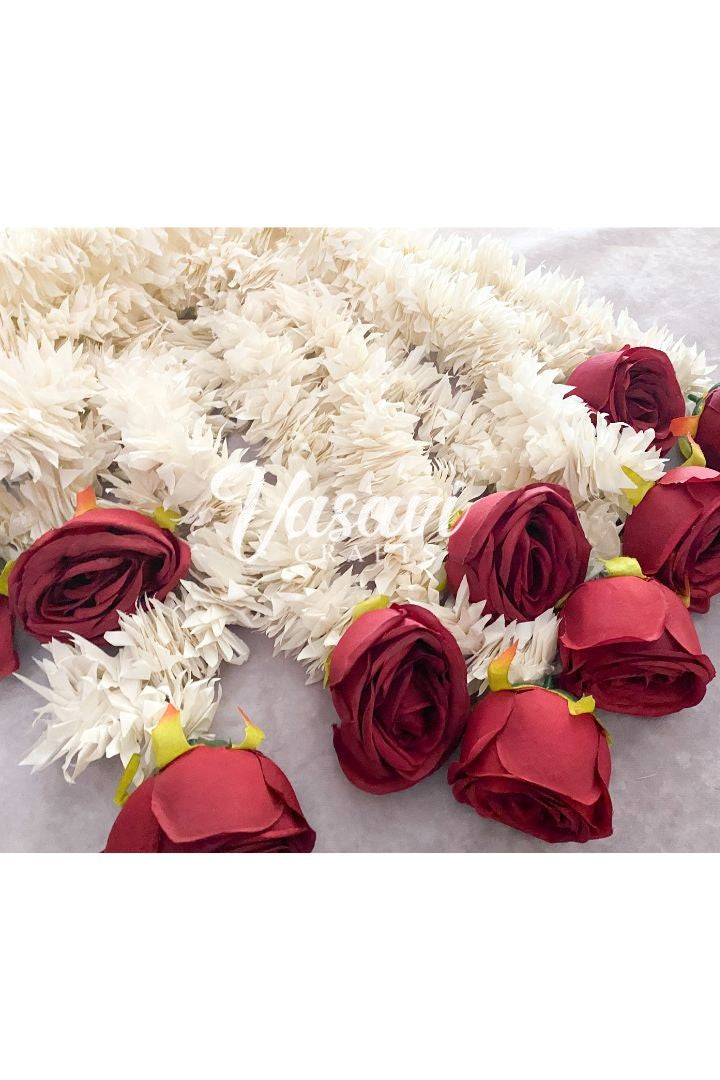 Pack of 30,40,50,60,80,100 Gajra/Jasmine Flower Garland with Rose