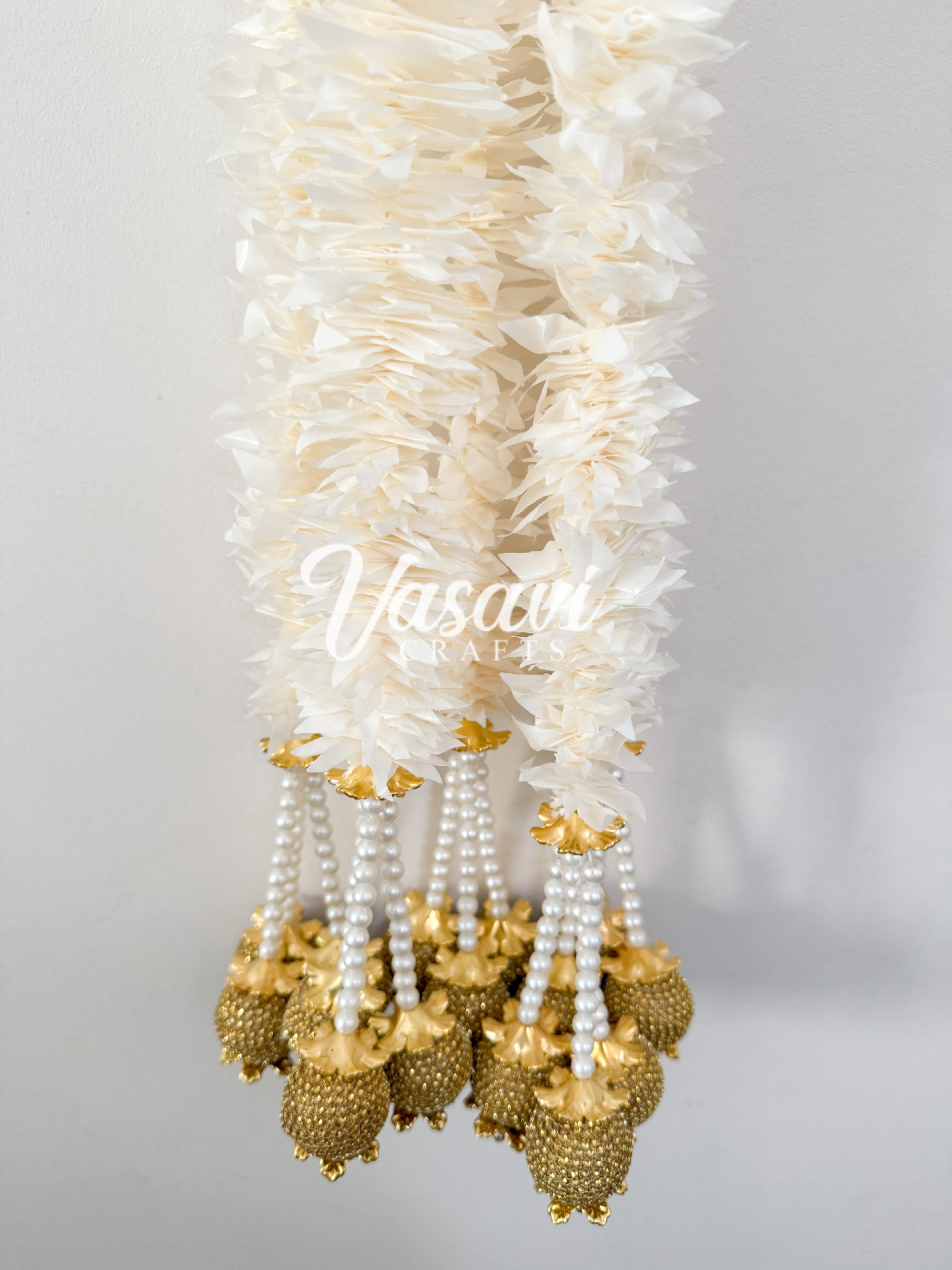 Pack of 30, 40, 60, 80, 100 Jasmine Flower Garlands with Silver, Gold Balls