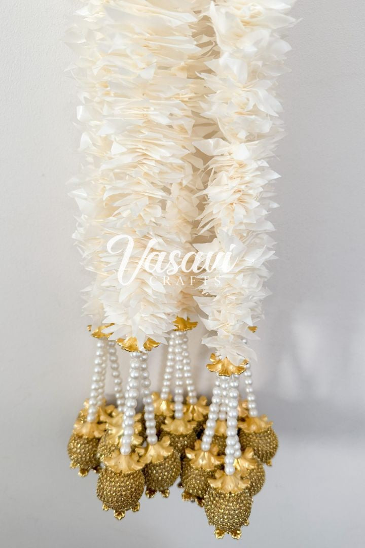 Pack of 30, 40, 60, 80, 100 Jasmine Flower Garlands with Silver, Gold Balls