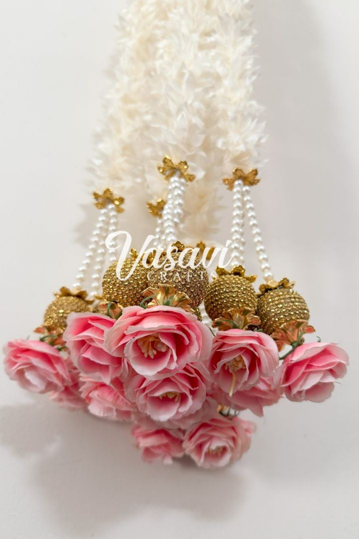 Pack of 5 Jasmine Flower Garlands with Ball and Flower Bunch