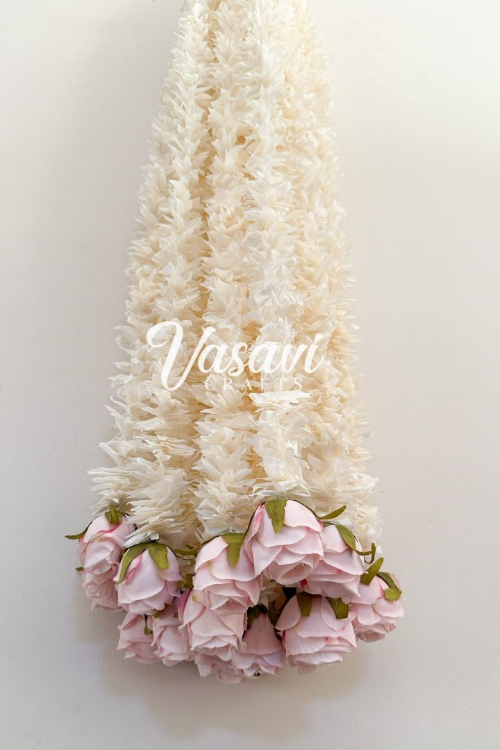 Pack of 30, 40, 60, 80, 100 Jasmine/Gajra Flower Garlands with roses