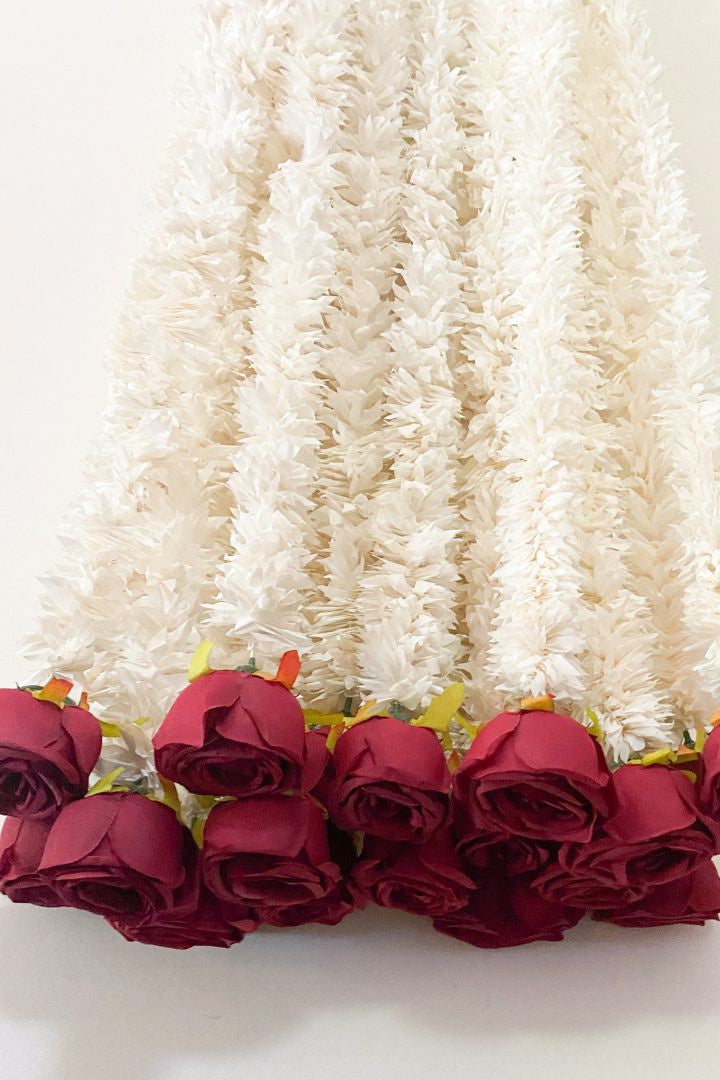 Pack of 30,40,50,60,80,100 Gajra/Jasmine Flower Garland with Rose