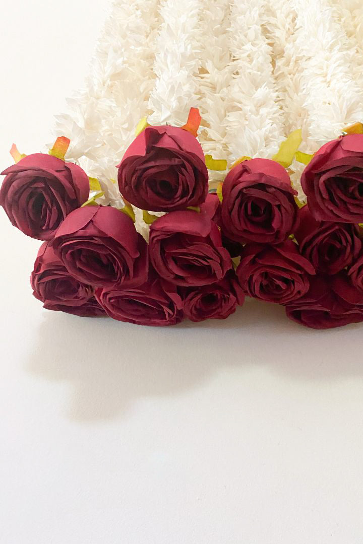 Pack of 30,40,50,60,80,100 Gajra/Jasmine Flower Garland with Rose