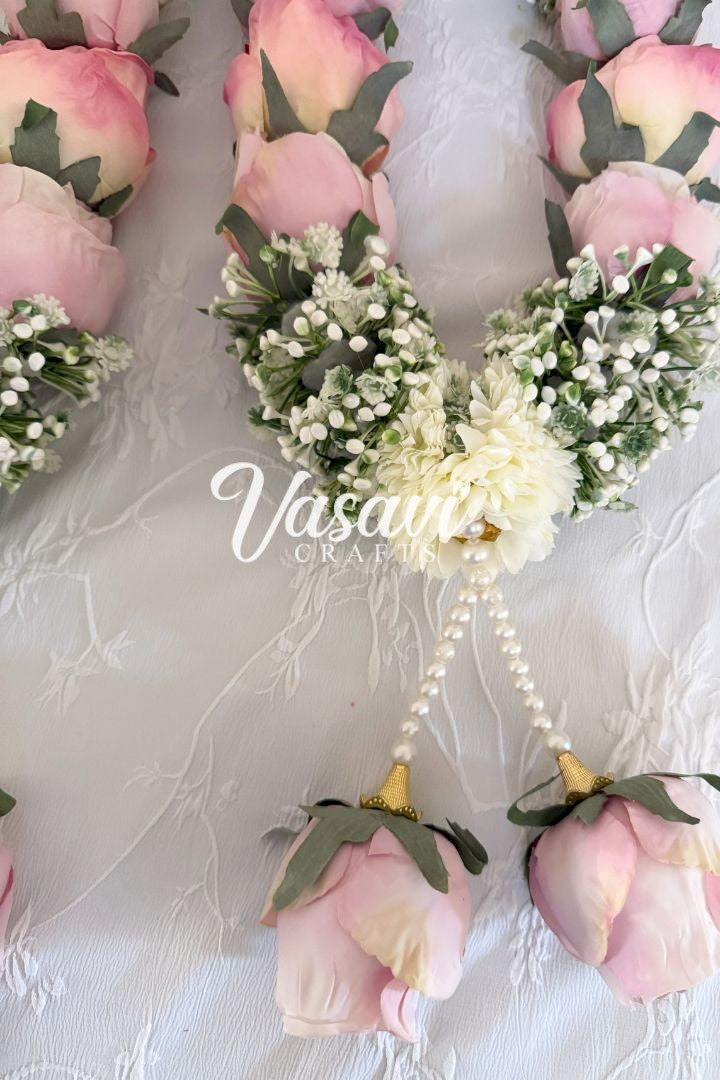 Light Pink Rose and Baby's Breath Flower Wedding Varmala