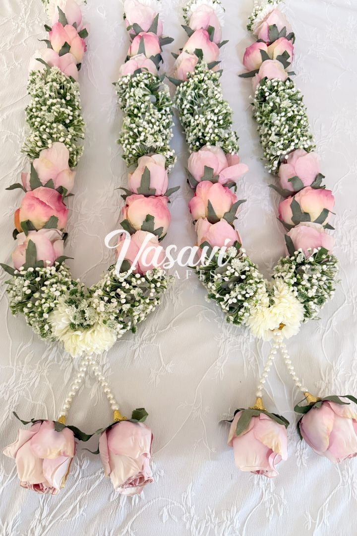 Light Pink Rose and Baby's Breath Flower Wedding Varmala