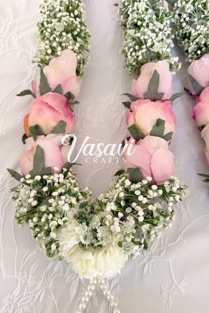 Light Pink Rose and Baby's Breath Flower Wedding Varmala