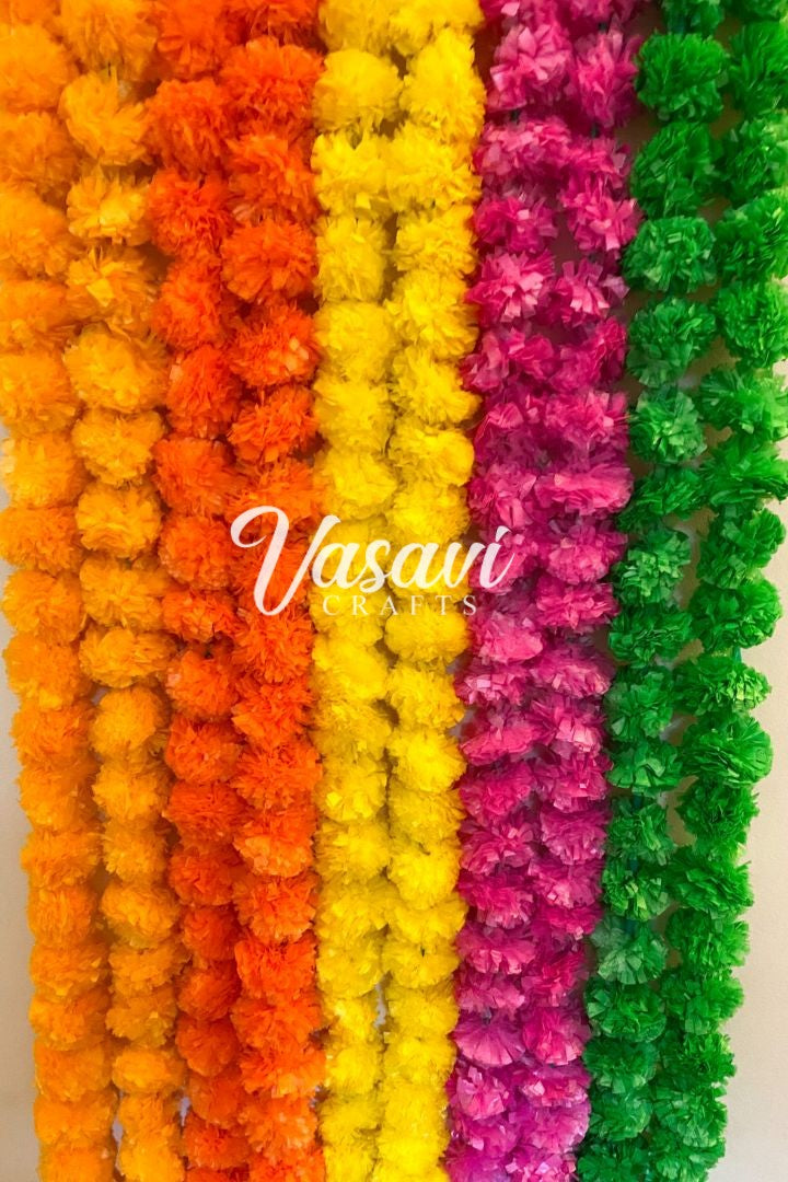 Pack of 16, 20, 25, 50, 100, 200 Artificial Marigold Flower Garlands 8 feet, 10 feet long