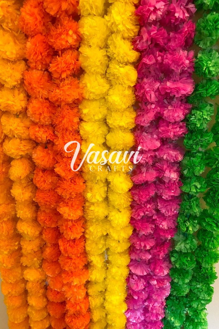 Pack of 16, 20, 25, 50, 100, 200 Artificial Marigold Flower Garlands 8 feet, 10 feet long