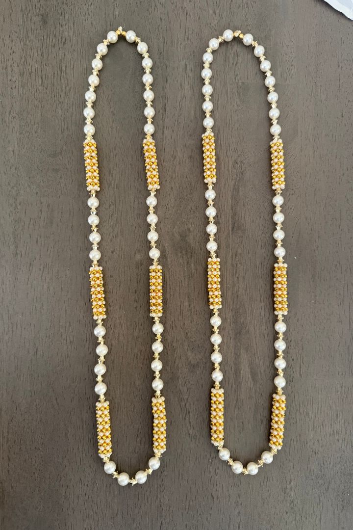 White and Gold Milni Mala for Baraat Swagat