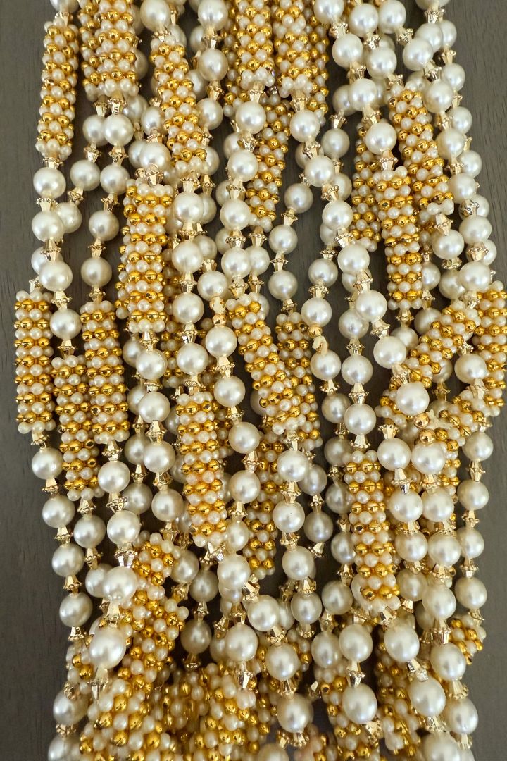 White and Gold Milni Mala for Baraat Swagat