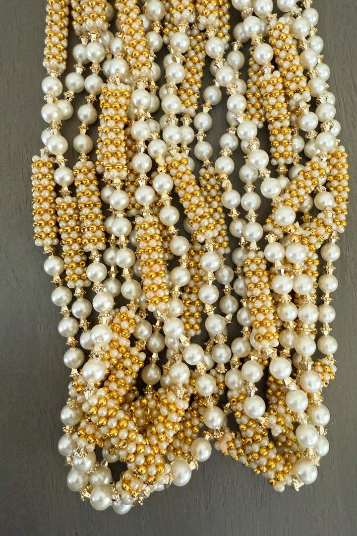 White and Gold Milni Mala for Baraat Swagat