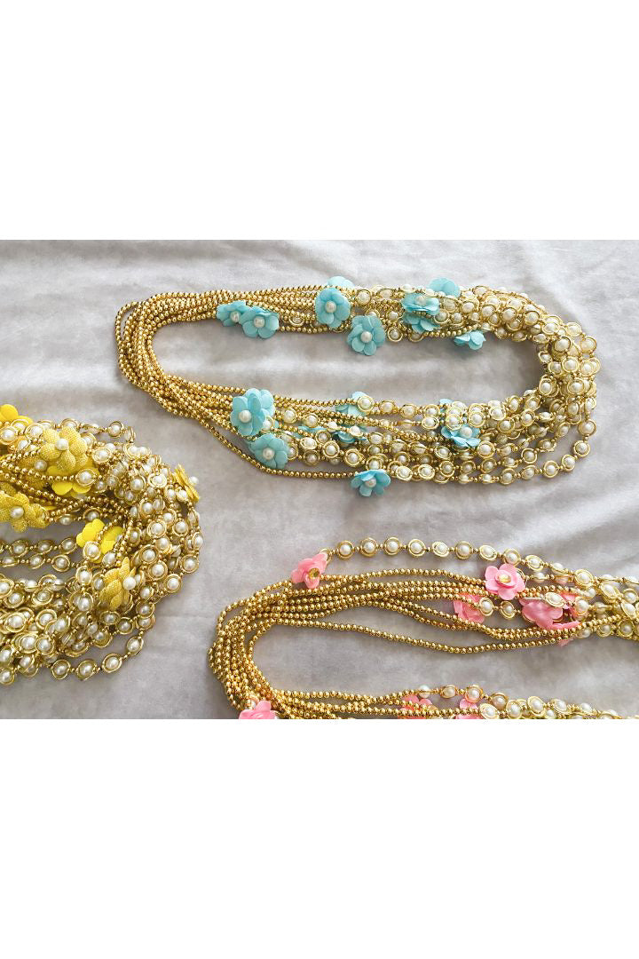 Pack of 30, 50, 100 Gold Beads Milni Mala with Flowers for Baraat Welcome