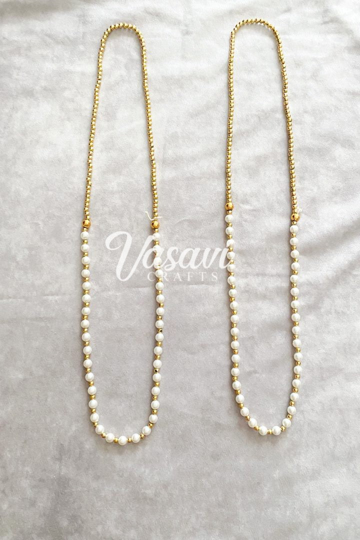 Pack of 30, 50, 100 Gold Beads and Pearl Milni Mala for Baraat Welcome