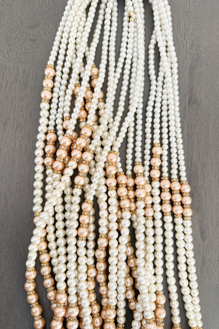 White and Peach Pearls Milni Mala for Baraat Swagat