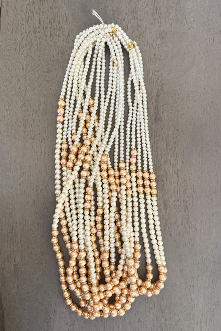 White and Peach Pearls Milni Mala for Baraat Swagat