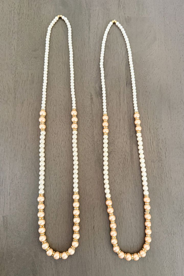 White and Peach Pearls Milni Mala for Baraat Swagat