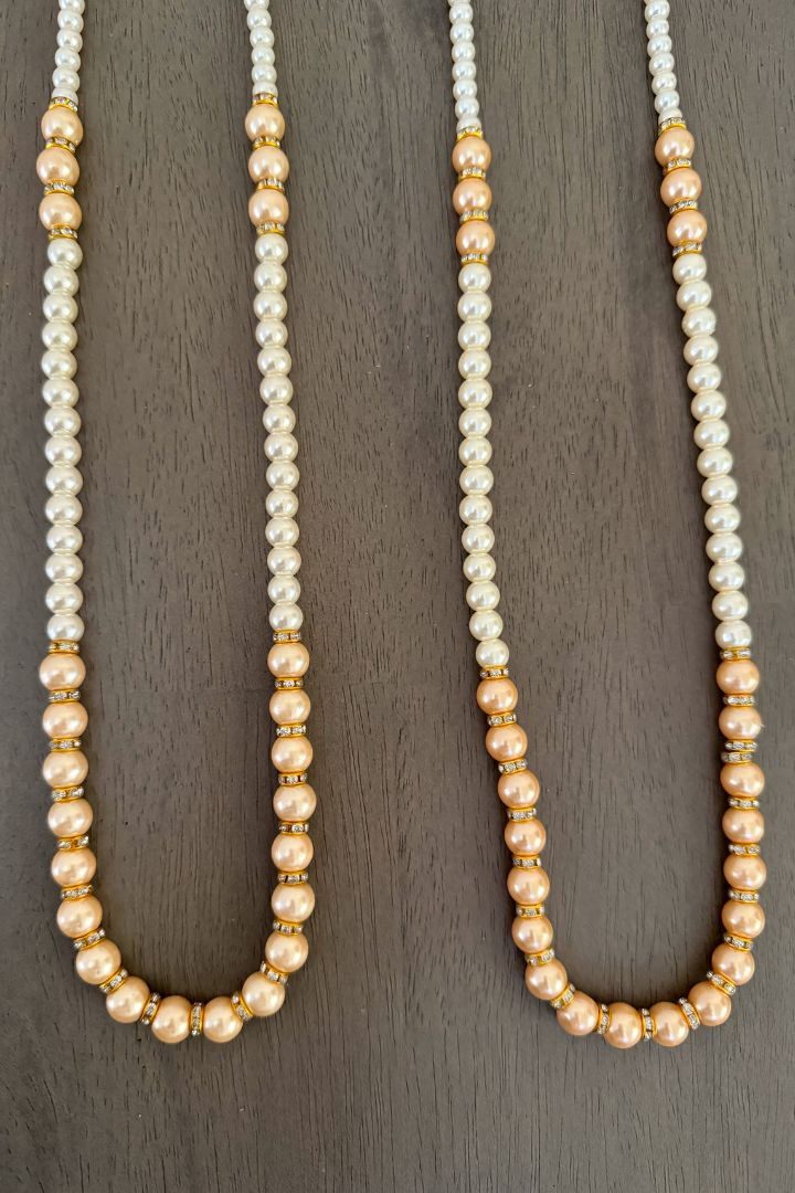 White and Peach Pearls Milni Mala for Baraat Swagat
