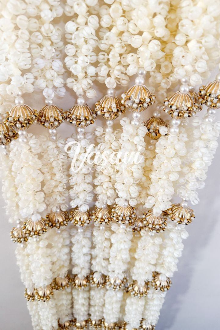 Pack of 20, 30, 40, 50, 70, 100 Mogra/Jasmine Garlands with Gold Balls