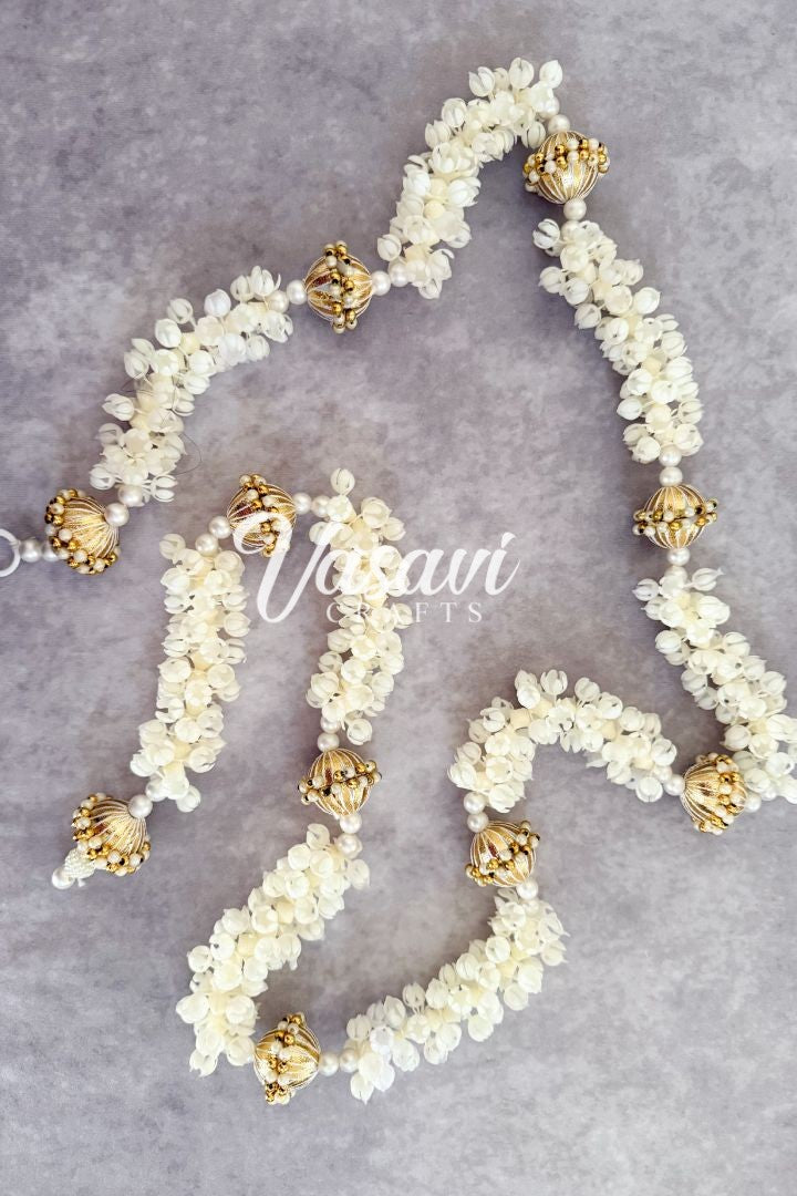 Pack of 20, 30, 40, 50, 70, 100 Mogra/Jasmine Garlands with Gold Balls