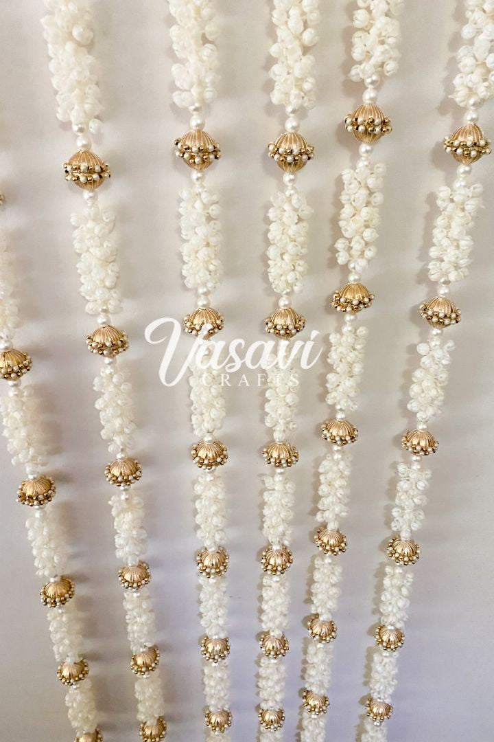 Pack of 20, 30, 40, 50, 70, 100 Mogra/Jasmine Garlands with Gold Balls