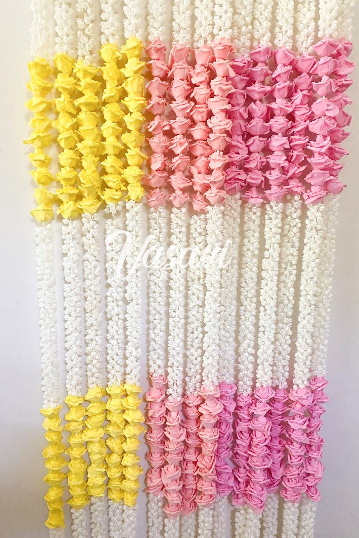 Pack of 20, 40, 50, 100 Mogra/Flower Garlands with Small Roses 6 ft long