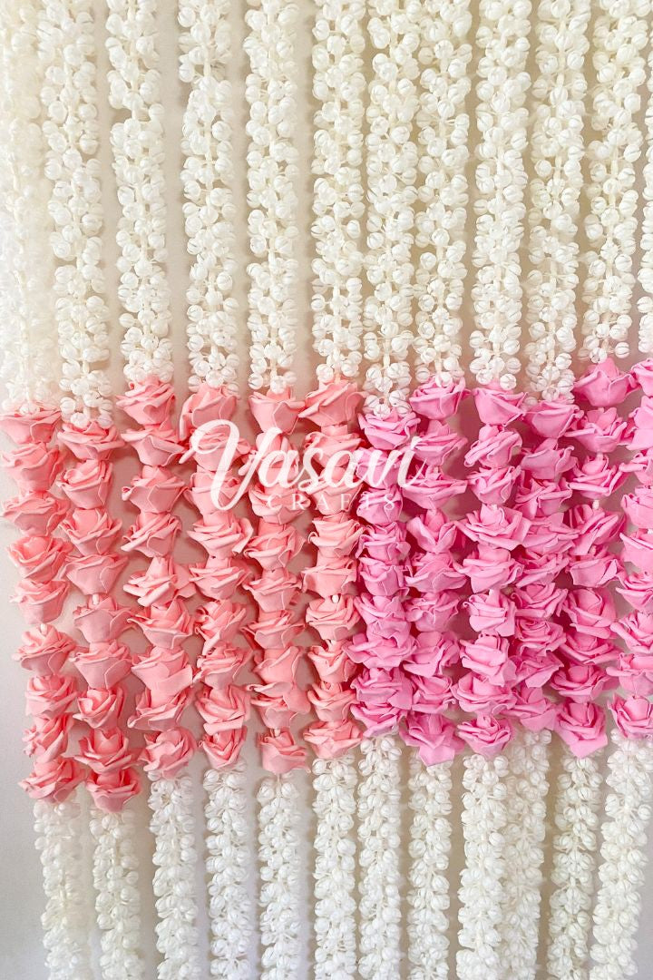 Pack of 20, 40, 50, 100 Mogra/Flower Garlands with Small Roses 6 ft long