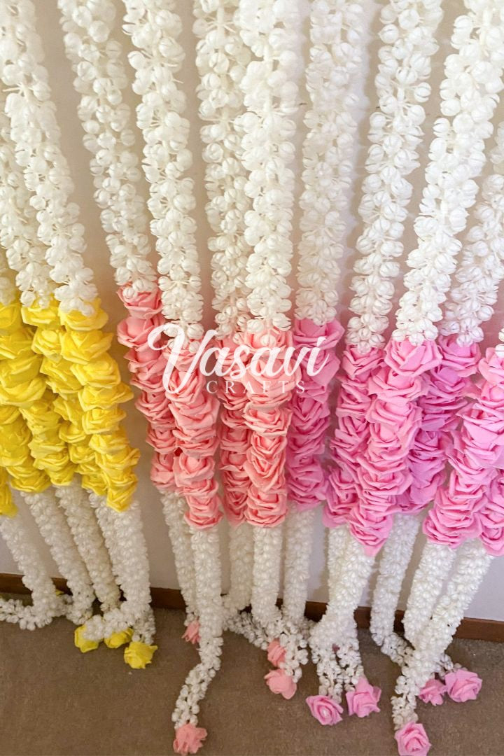 Pack of 20, 40, 50, 100 Mogra/Flower Garlands with Small Roses 6 ft long