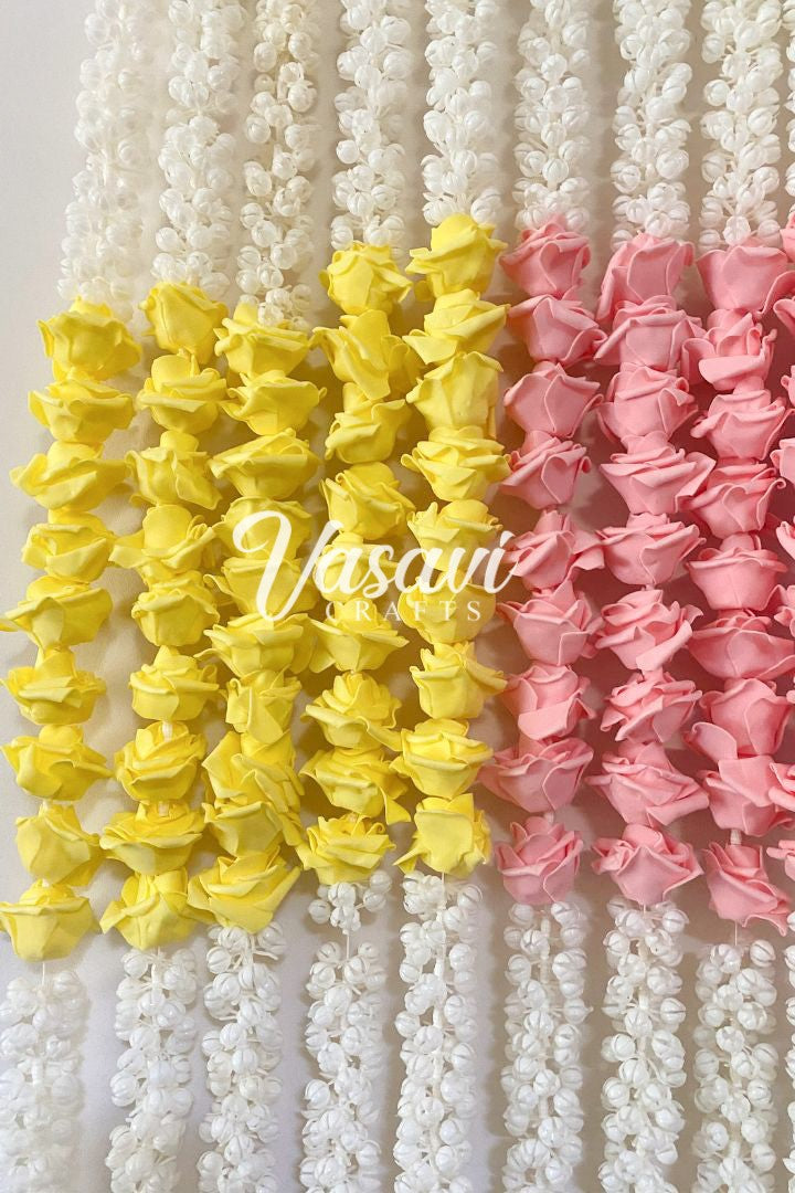 Pack of 20, 40, 50, 100 Mogra/Flower Garlands with Small Roses 6 ft long