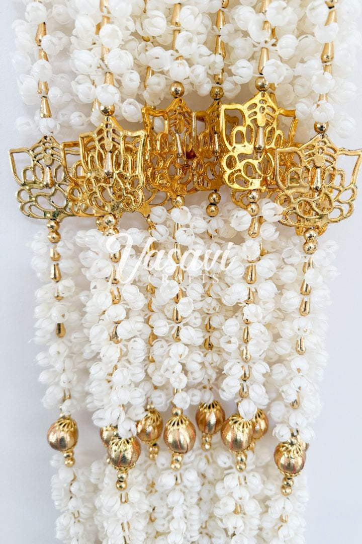 Pack of 12 Mogra/Jasmine Garlands with Ganesha and Gold Bell
