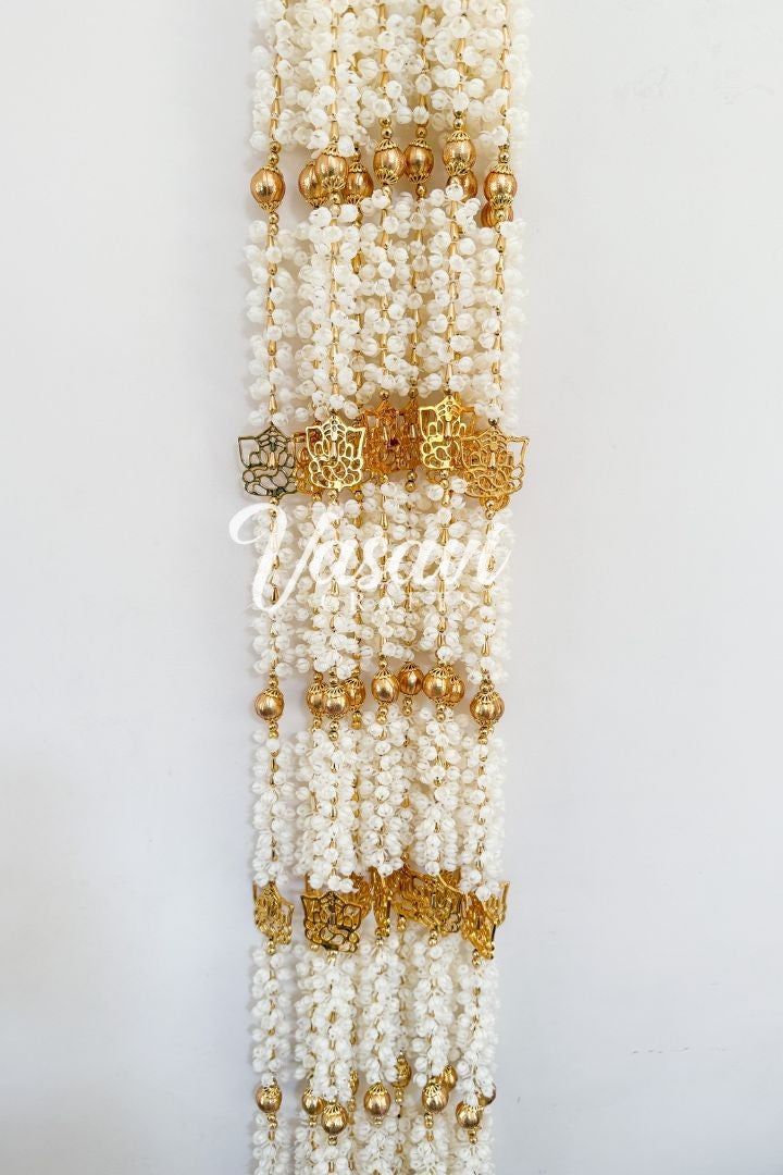 Pack of 12 Mogra/Jasmine Garlands with Ganesha and Gold Bell